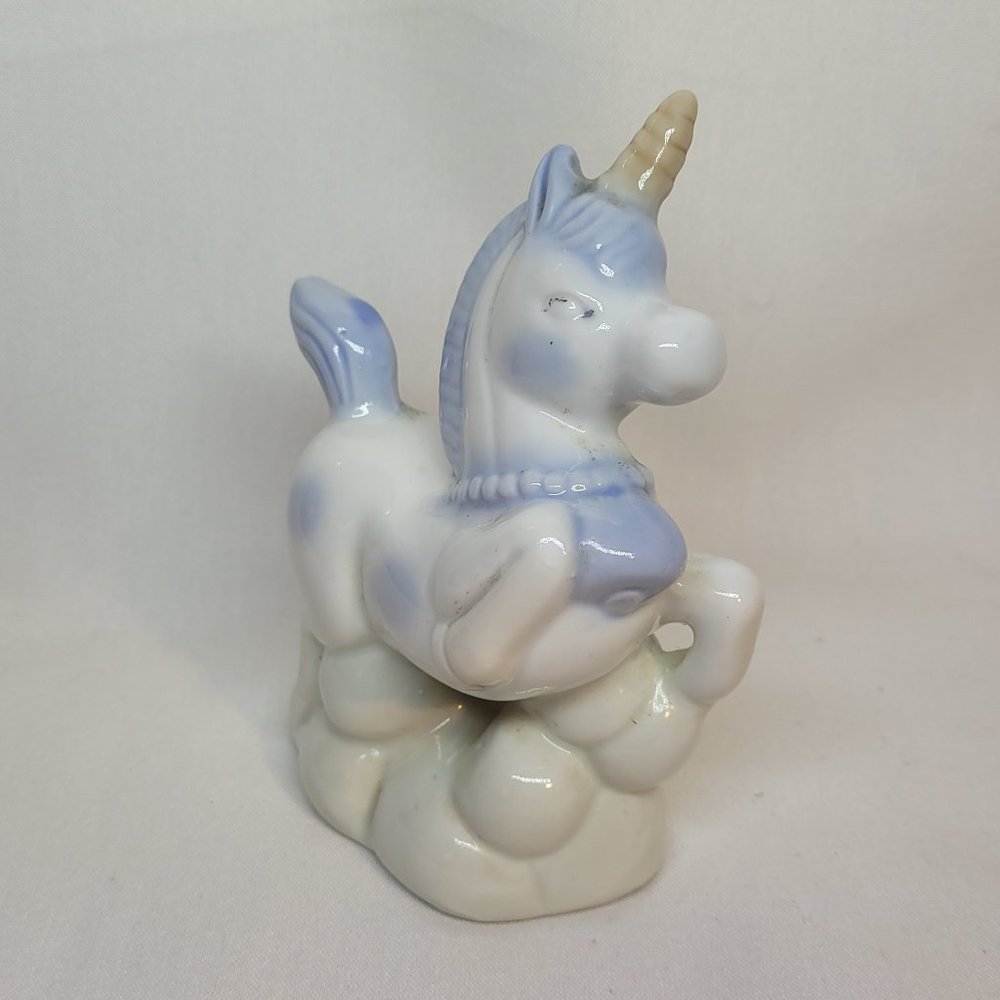 Porcelain White Unicorn Colorful Blue and White
